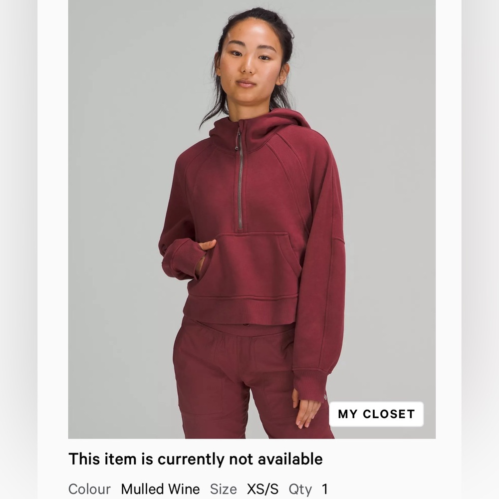 NEW LULULEMON OVERSIZED HALF ZIP - MULLED WINE